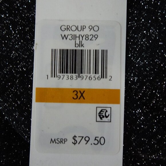 Calvin Klein Sparkle Top Women's Plus Size 3X Black Diamond Dust Sheer Sleeves - Picture 8 of 10